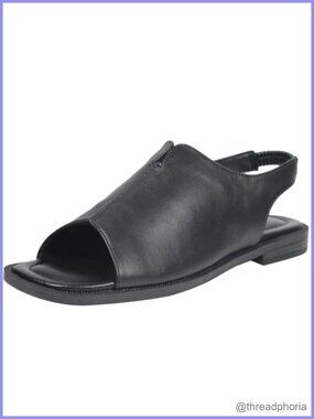 Women's Slingback Flat Sandals Open Toe Slip-On Faux Leather